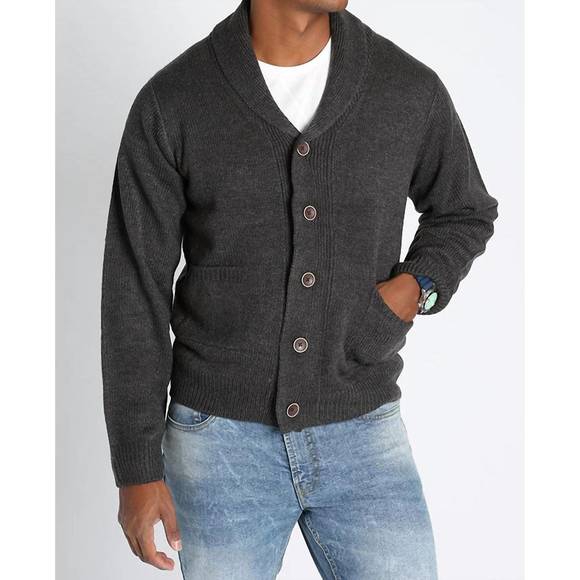 NEW JACHS NEW YORK hemingway shawl cardigan in charcoal